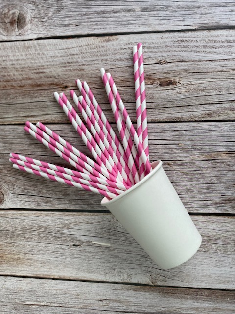 Pink Stripe Paper Straws