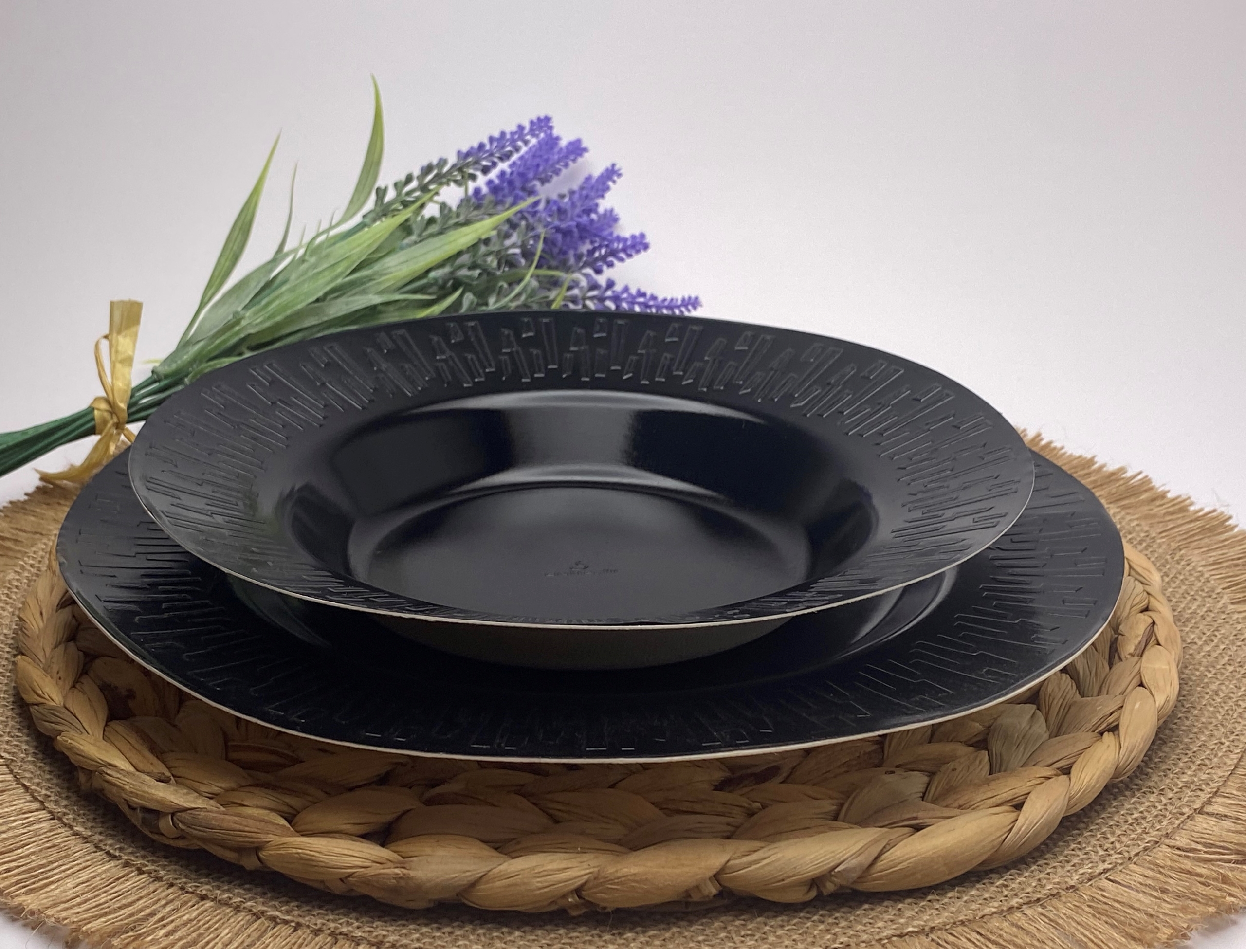 Black Round Sugarcane Plate