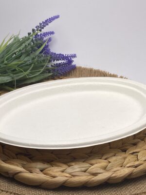 White Oval Sugarcane Platter