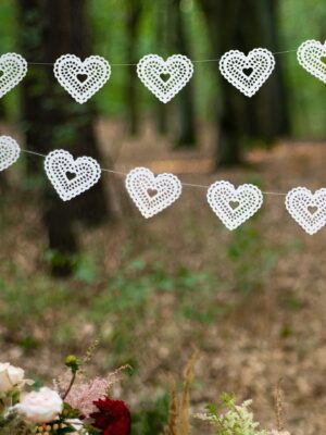 White Heart Decorative Garland