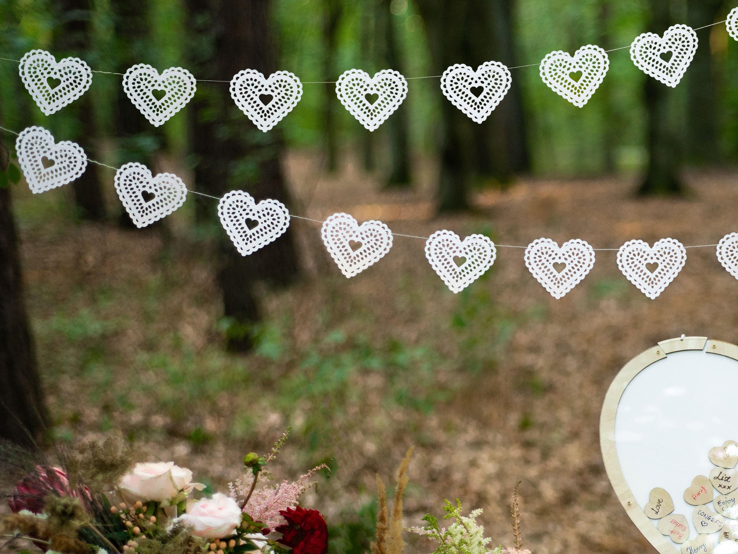 White Heart Decorative Garland