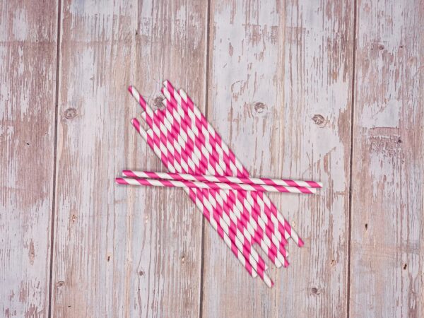 Pink Stripe Paper Straws