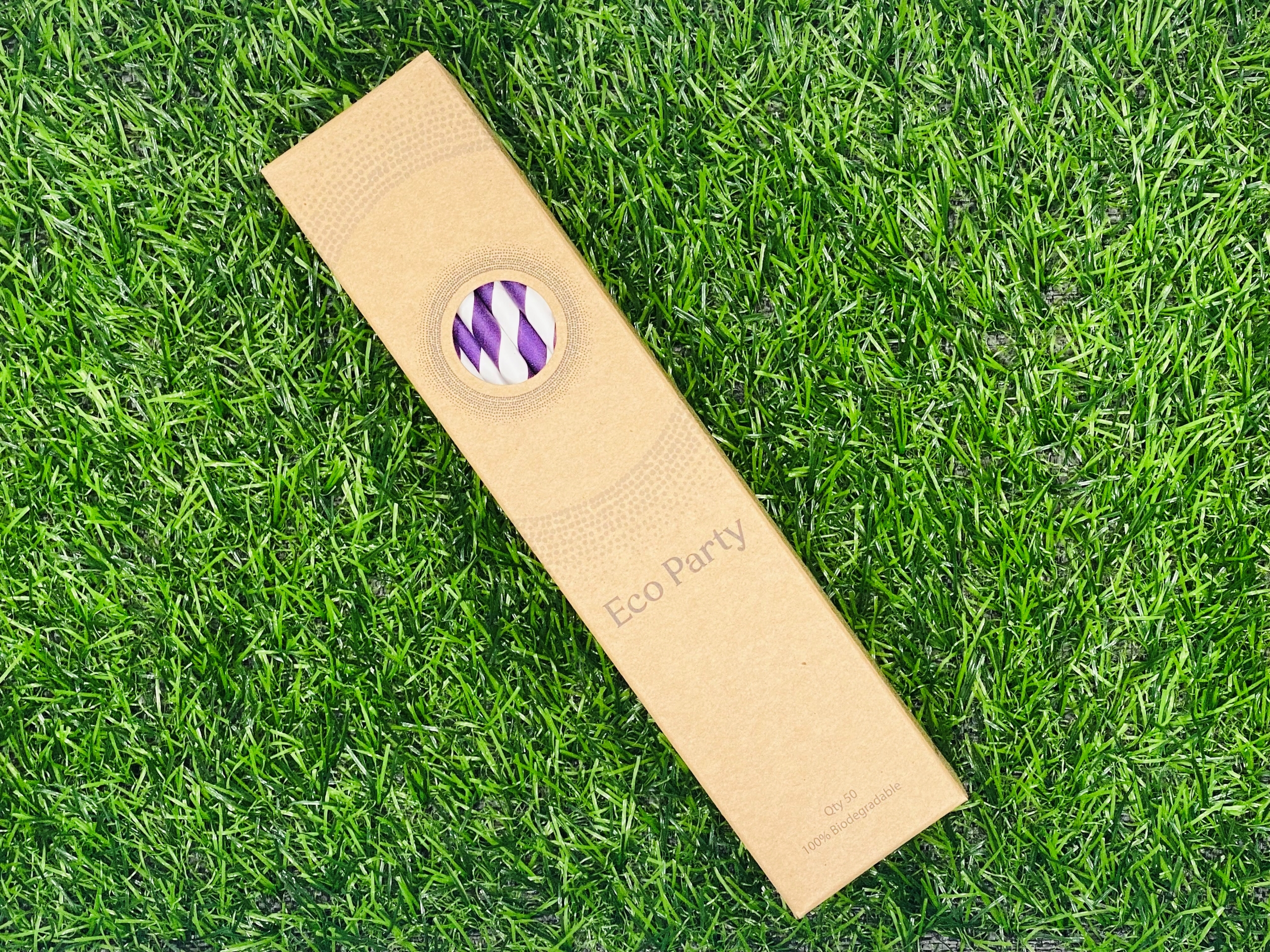 Purple Stripe Paper Straws