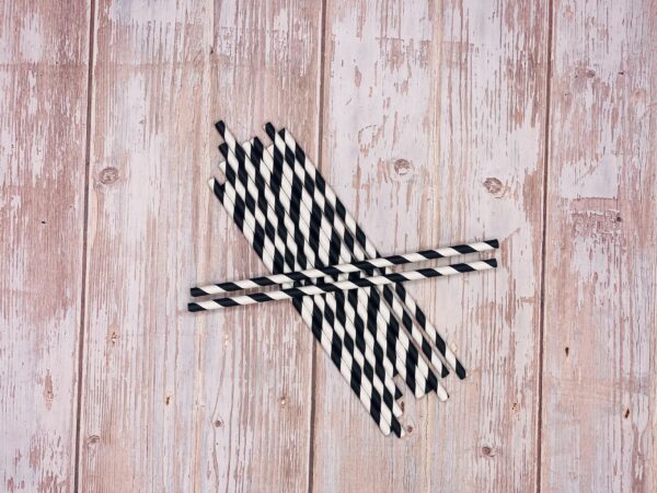 Black Stripe Paper Straws